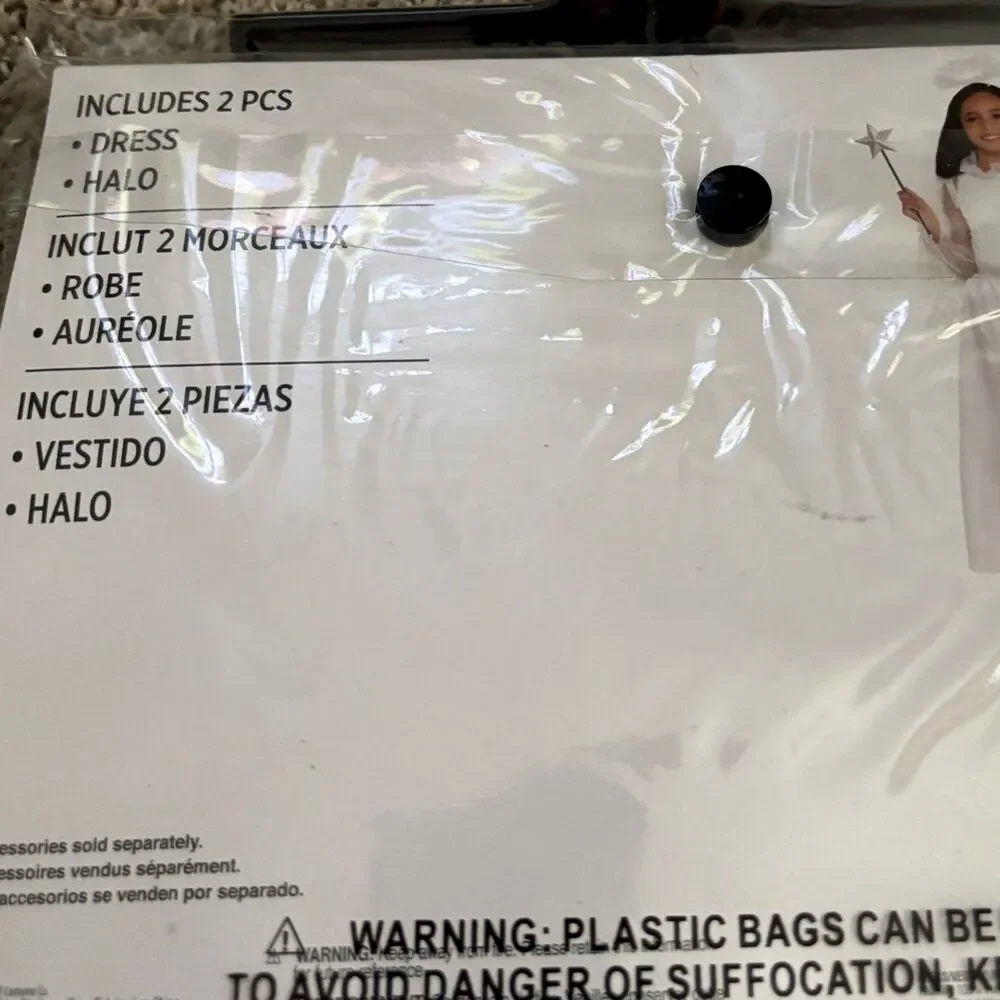 Starlight Angel Child Costume Size Medium 8-10 White Dress Halo Halloween